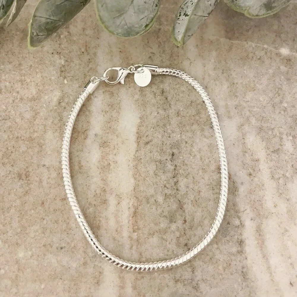 925 Sterling Silver Dainty Snakechain Bracelet Snake Chain Bracelet 3 MM